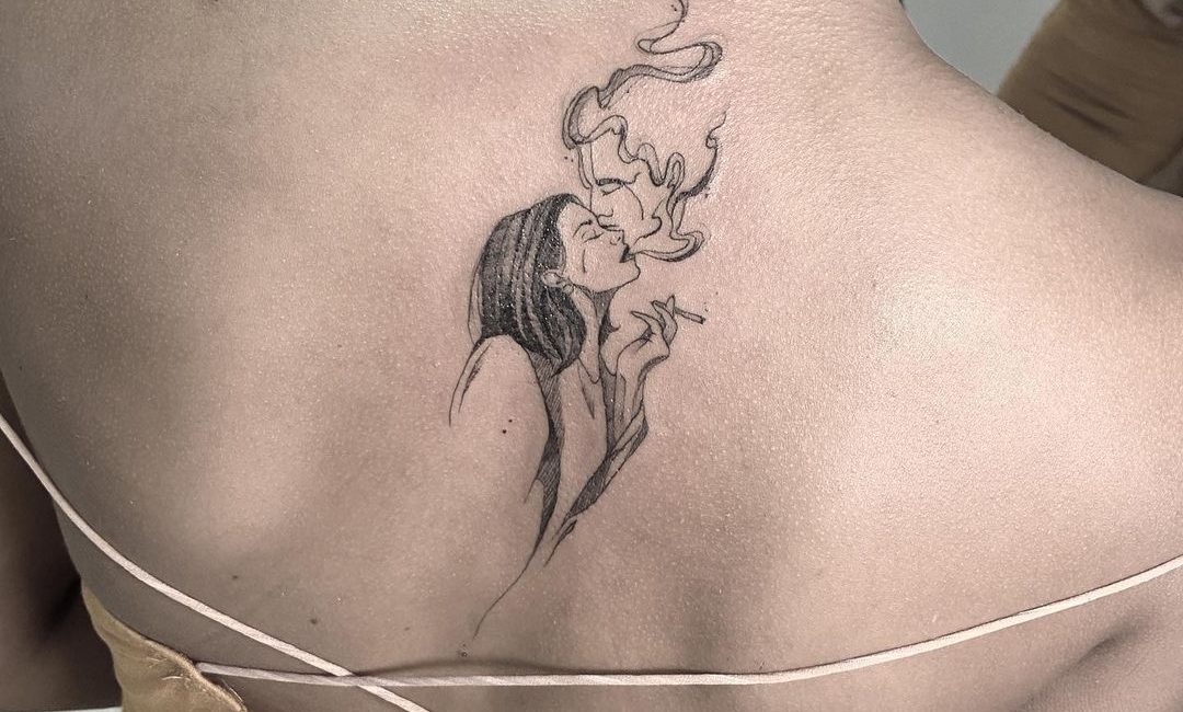 Two Faces & Smoke Minimal Tattoo